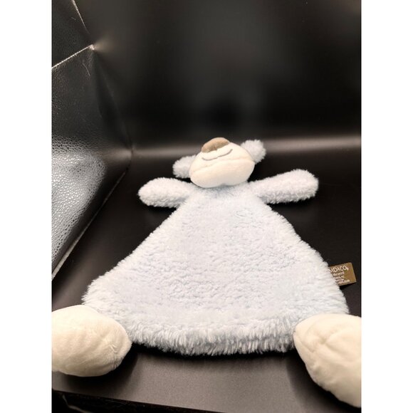 Demdaco Nat & Jules Baby Lovey Blanket Blue White Puppy Flat-a-Pat Rattle 15” - Picture 4 of 11